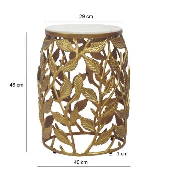 Bijzettafel leaf goud met wit marmer 40 cm