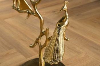 Ronde bijzettafel goud met pauwen beelden