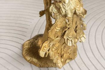 Bijzettafel pauw goud en wit marmer