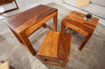 Bijzettafel set 3-delig sheesham hout