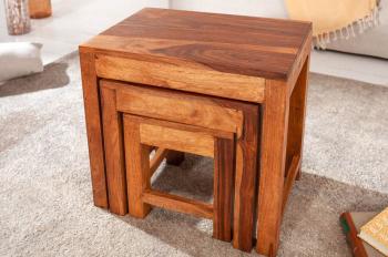 Bijzettafel set 3-delig sheesham hout