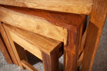 Bijzettafel set 3-delig sheesham hout