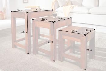 Bijzettafel set 3-delig sheesham hout
