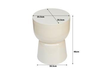 Bijzettafel wit glossy metaal 35,5 cm