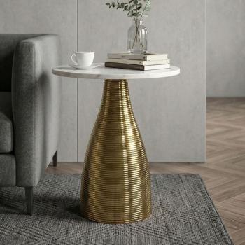 bijzettafel wit marmer goud onderstel 45 cm