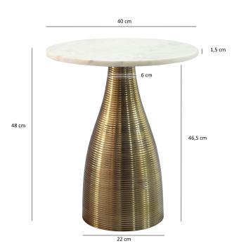 bijzettafel wit marmer goud onderstel 45 cm