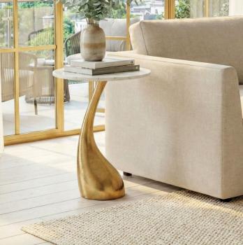 ronde bijzettafel wit marmer goud onderswtel 45 cm