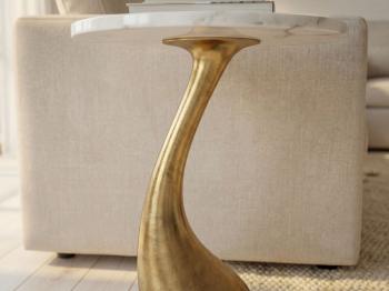 ronde bijzettafel wit marmer goud onderswtel 45 cm