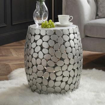 Bijzettafel zilver wit marmer 40 cm