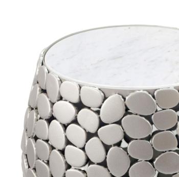Bijzettafel zilver wit marmer 40 cm