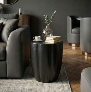 ronde bijzettafel zwart aluminium 41 cm