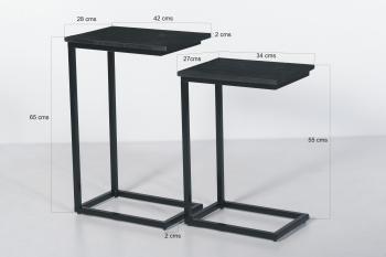 Bijzettafel set zwart mango