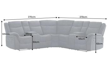 Bioscoop hoekbank zwart kunstleder 5-zits