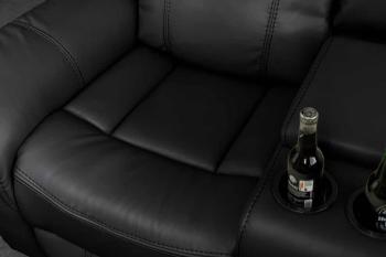 Bioscoop hoekbank zwart kunstleder 5-zits