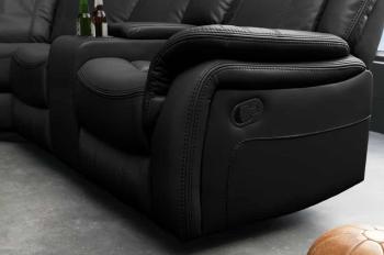 Bioscoop hoekbank zwart kunstleder 5-zits