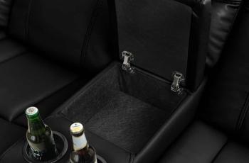 Bioscoop hoekbank zwart kunstleder 5-zits