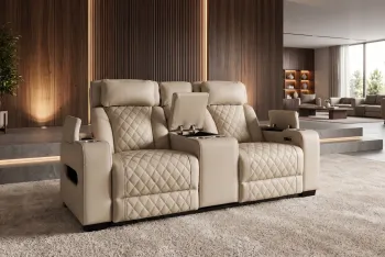 Bioscoopbankstel electrisch beige kunstleder