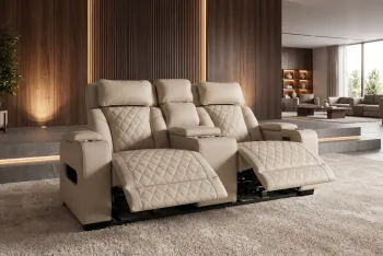 Bioscoopbankstel electrisch beige kunstleder