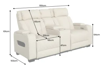 Bioscoopbankstel electrisch beige kunstleder