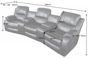 Bioscoopbank zwart 3 persoons 295 cm