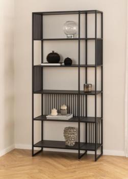Boekenkast zwart marmerlook 85x185cm