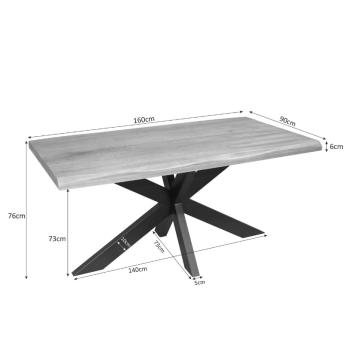 Afmetingen boomstam tafel eiken 240 cm 50mm