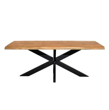 Eetkamertafel mangohout met boomstamranden 160 cm