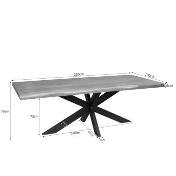 eetkamertafel mangohout met boomstamranden 220 cm