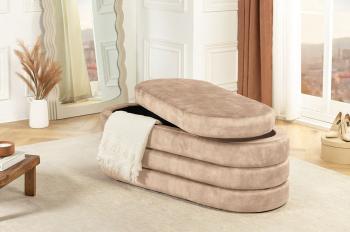 Opbergbank champagne beige fluweel 112cm