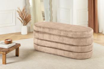 Opbergbank champagne beige fluweel 112cm