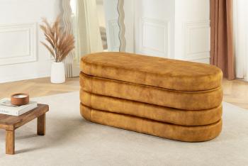 Opberg bankje geel fluweel 112 cm