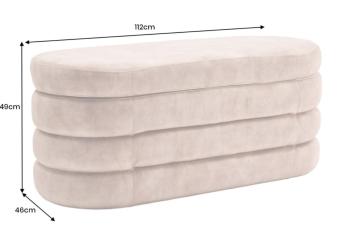 Opberg bankje geel fluweel 112 cm