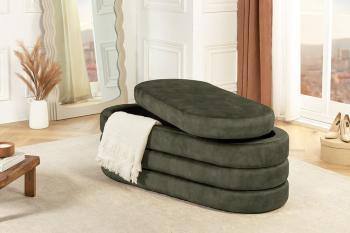 Opbergbank groen fluweel 112 cm