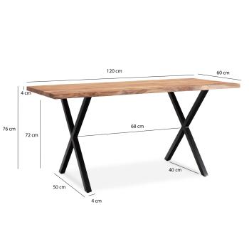 Bureau acaciahout 120 cm kruispoten
