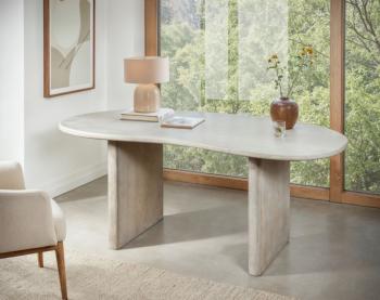 Bureau mangohout niervorm wit 180 cm