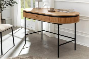 Ovaal bureau eiken 120 cm met lade