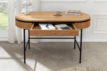 Ovaal bureau eiken 120 cm met lade