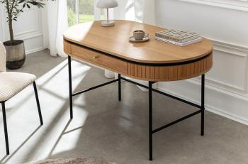 Ovaal bureau eiken 120 cm met lade