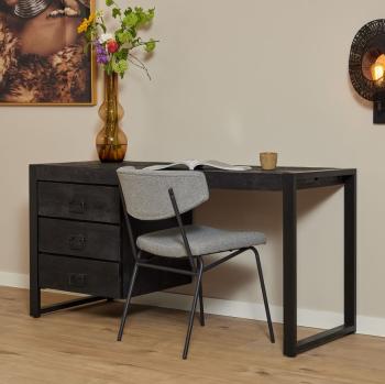 Bureau mangohout zwart 145 cm