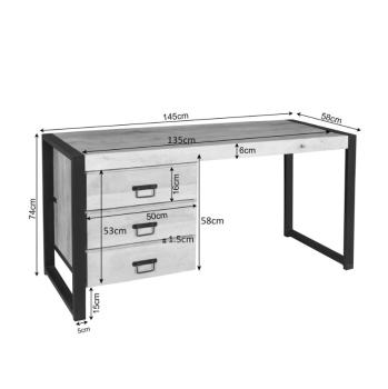 Bureau mangohout 145 cm
