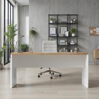 Bureau hoogglans wit met eiken cadiz 160 cm