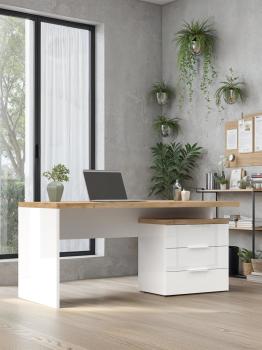 Bureau met laden mat wit