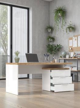 Bureau met laden mat wit