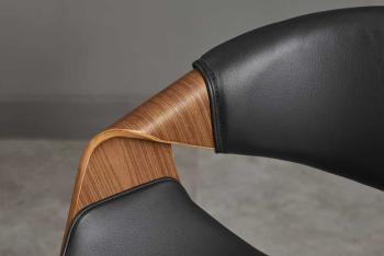 bureaustoel walnoot met zwarte bekleding