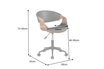 bureaustoel walnoot met zwarte bekleding