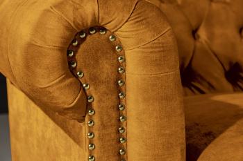 3-zits bankstel chesterfield geel fluweel 205 cm