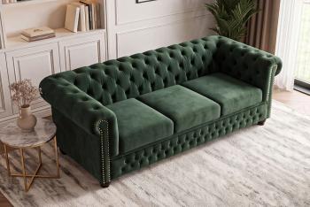 Bankstel chesterfield groen emerald 200 cm