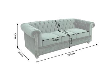 Bankstel chesterfield groen emerald 200 cm