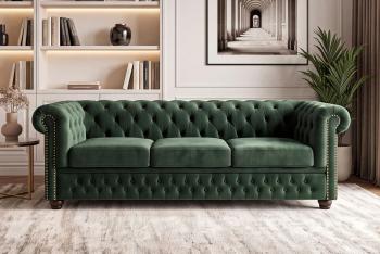 Bankstel chesterfield groen emerald 200 cm