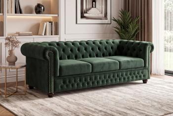 Bankstel chesterfield groen emerald 200 cm